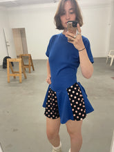 Load image into Gallery viewer, Cheerleader dress (blue and polkadot)
